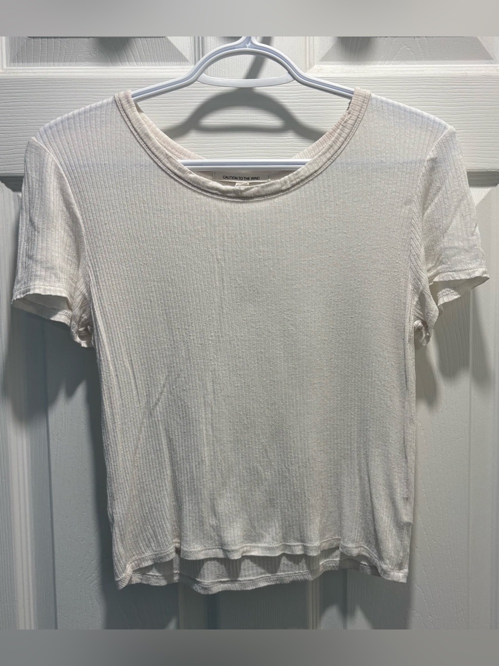 Ribbed White Short Sleeve Tee